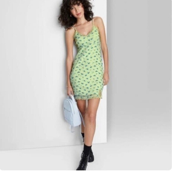 WILD FABLE Sleeveless Lace Trim Mesh Bodycon Dress Size Medium NEW - Picture 1 of 4